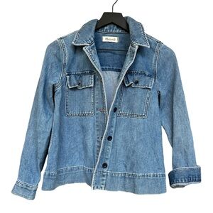 Madewell Northwood Cropped Military Army Denim Jacket
